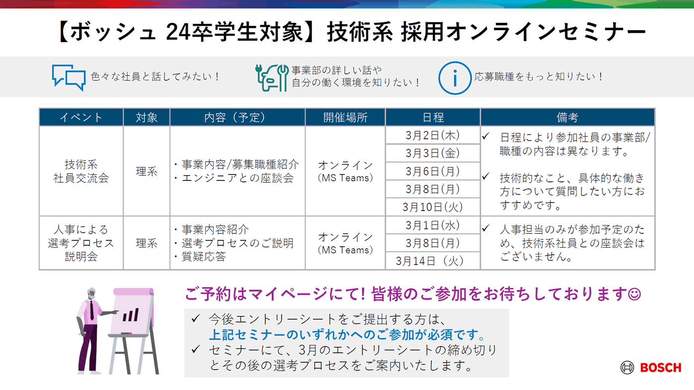 24卒本選考 【技術系】 3月採用セミナーのお知らせ